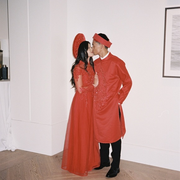 Selling Red Groom Ao Dai, this was a size XL but still fit my 5’8 husband - Picture 1 of 1